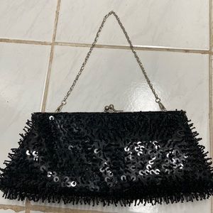 Black beaded clutch